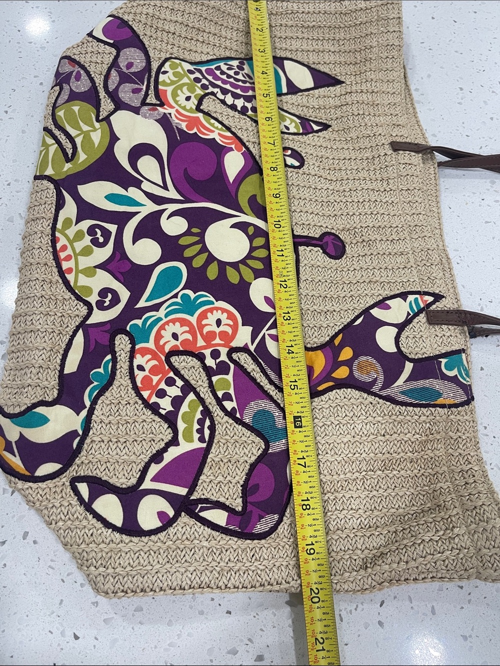 Vintage VERA BRADLEY raffia tote. - Picture 4 of 5